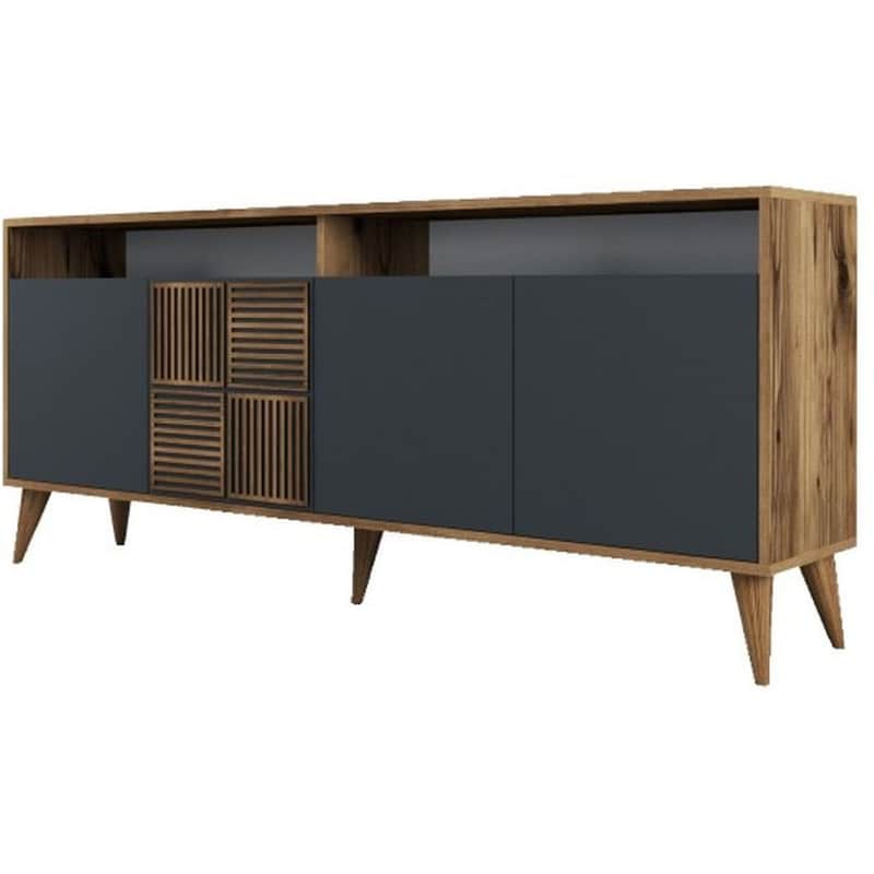 Μπουφές 24Mall Pavia από Μοριοσανίδα/Πλαστικό 180x35x78.6 cm - Καρυδί/Ανθρακί