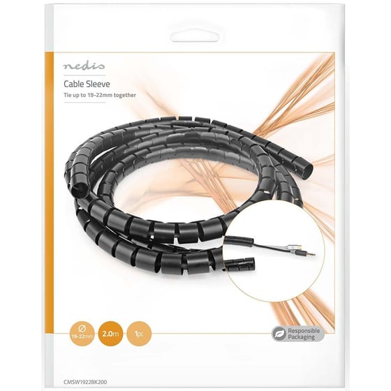 Διαχειριστής Καλωδίων Nedis Spiral Sleeve CMSW1922BK200 - Μαύρο image 6