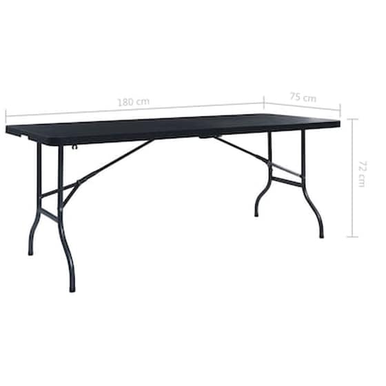 Vidaxl Τραπέζι Κήπου Πτυσσόμ. Μαύρο 180x75x72 Εκ. Hdpe Απομίμηση Ρατάν image 4