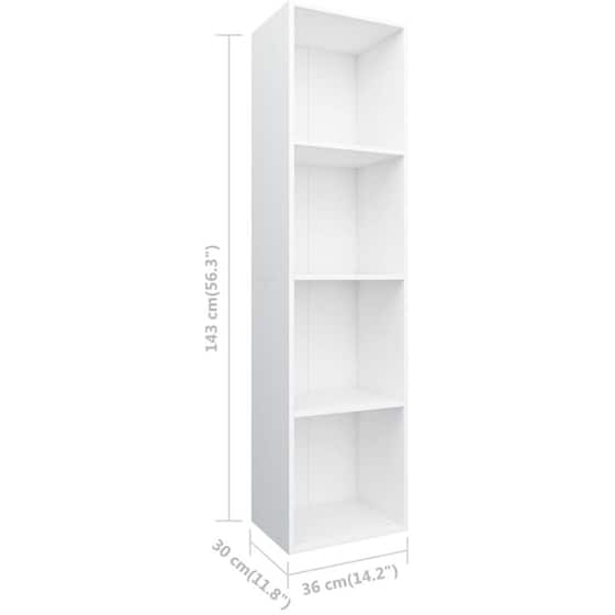 Βιβλιοθήκη VidaXL από Μοριοσανίδα 36x30x143 cm - Λευκό image 10
