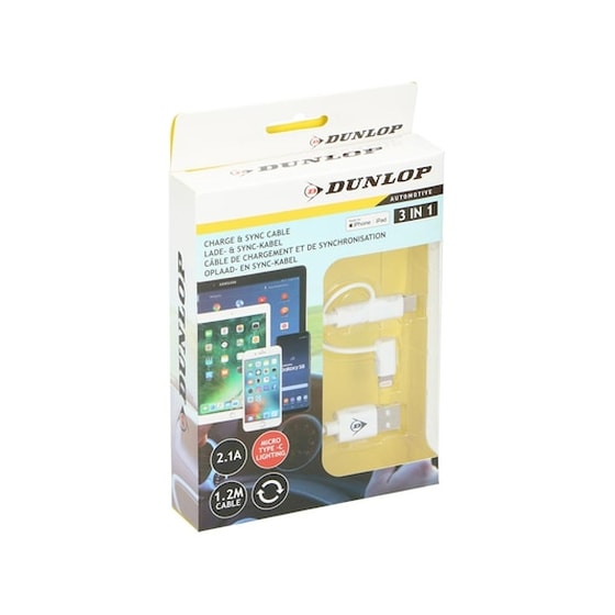 Dunlop Καλώδιο Φόρτισης Τριπλό Micro/type C/lighting Για Iphone/ipad 1.2 Μέτρα, 15009 image 1