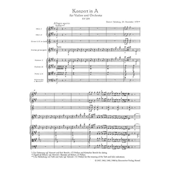 Βιβλίο Για Σύνολα Barenreiter Mozart - Violin Concerto Nr.5 In A Major Kv219 [pocket Score] image 2