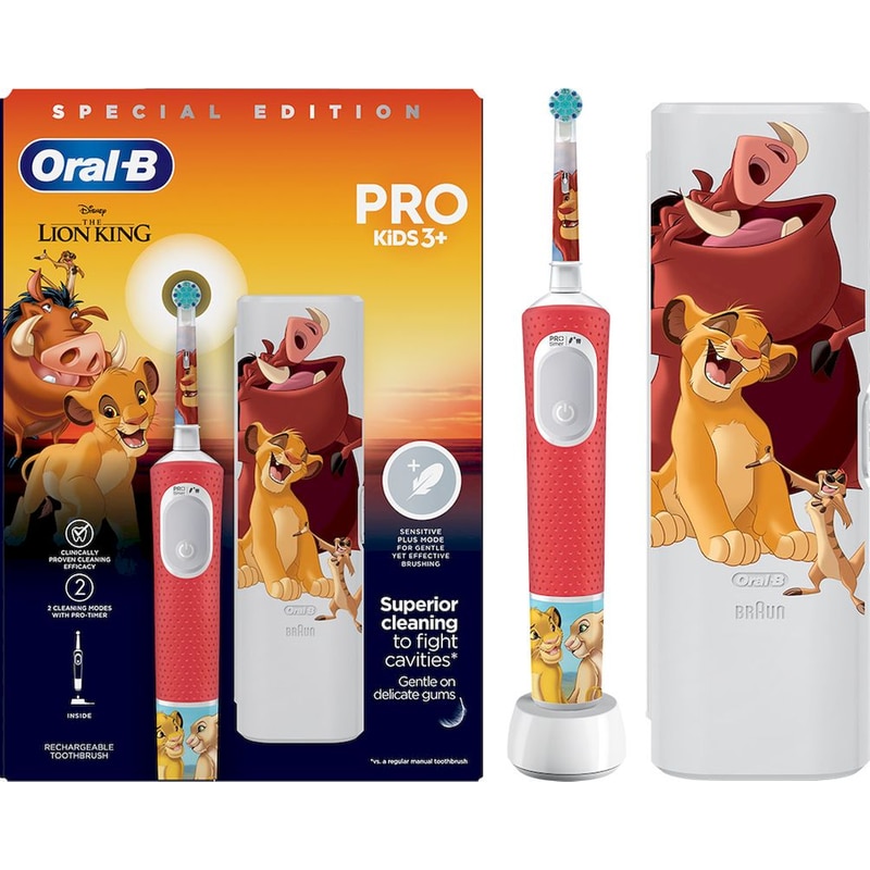 ORAL-B Ηλεκτρική Οδοντόβουρτσα Oral-B Pro Kids Lion King για Παιδιά 3+ Κόκκινη