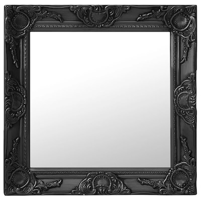 Διακοσμητικός Καθρέφτης Τοίχου VidaXL Ξύλινος 50x50 cm - Μαύρο