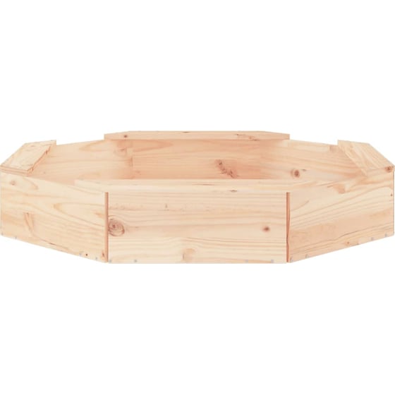 VidaXL Αμμοδόχος με Καθίσματα Οκτάγωνη 111x111x20cm Ξύλινη - Φυσικό Χρώμα Ξύλου image 4