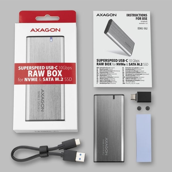 AXAGON EEM2-SG2 USB-C 3.2 Gen 2 Θήκη για M.2 NVMe & SATA SSD 30-80mm Αλουμινίου image 7