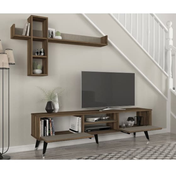 Έπιπλο Τηλεόρασης 24Mall Logo από Μοριοσανίδα 180x35x49.2 cm - Καφέ image 4