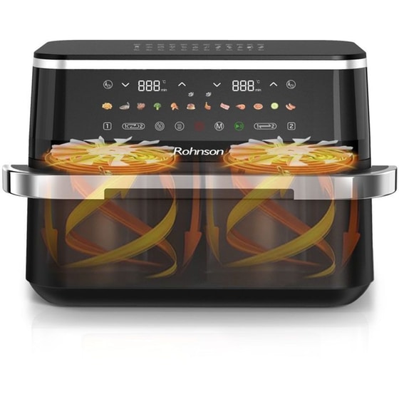 ROHNSON R-28019 με Αποσπώμενο Κάδο 9 L 3100 W Μαύρο Φριτέζα Αέρος image 5