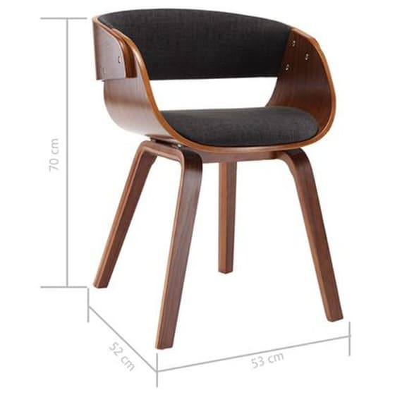 Καρέκλες Τραπεζαρίας Vidaxl από Λυγισμένο Ξύλο και Ύφασμα 6 Τμχ - Γκρι image 6