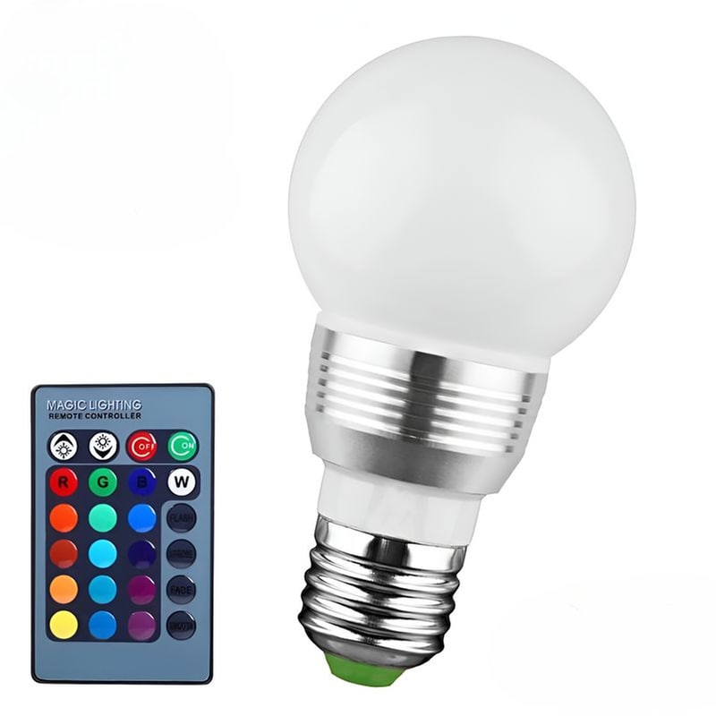 Βιδωτή Λάμπα LED Με Χειριστήριο Oem 3w E27 – RGBW