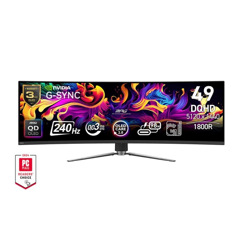 MSI MPG 491CQPX QD-OLED Monitor 49 5Κ Ultra HD Curved OLED 240Hz 0.03 ms