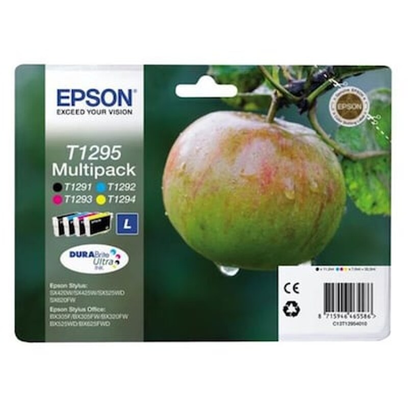 Epson T1295 Κυανό / Ματζέντα / Κίτρινο / Μαύρο Πακέτο 4 Μελανιών Εκτυπωτή C13T12954010