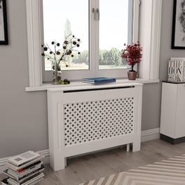 Vidaxl Κάλυμμα Καλοριφέρ Λευκό 112 X 19 X 81,5 Εκ. Από Mdf