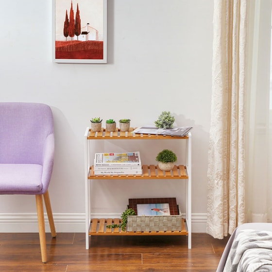 Ραφιέρα Songmics Bcb33wn από Bamboo/Μέταλλο 60x26x66cm - Καφέ/Λευκό image 1