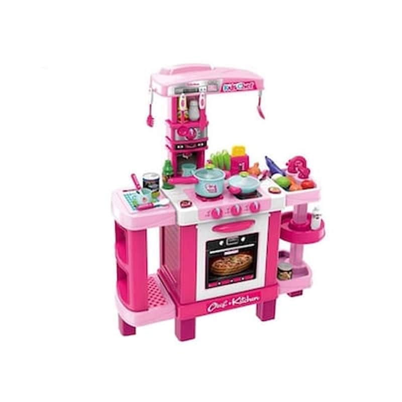 Παιδική Κουζίνα Παιχνίδι Μίμησης Με Αξεσουάρ Σε Ροζ Χρώμα, 87x78x29 Cm, Childrens Kitchen
