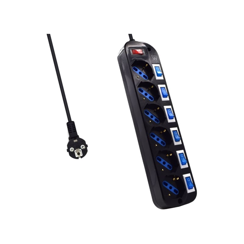 Πολύπριζο Ασφαλείας Ewent EW3851 6 Θέσεων 1.5m - Μαύρο