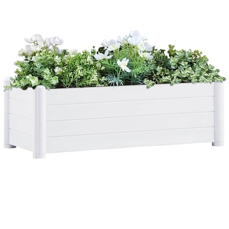 Vidaxl Ζαρντινιέρα Υπερυψωμένη Λευκή 100 X 43 X 35 Εκ. Πολυπροπυλένιο VIDAXL