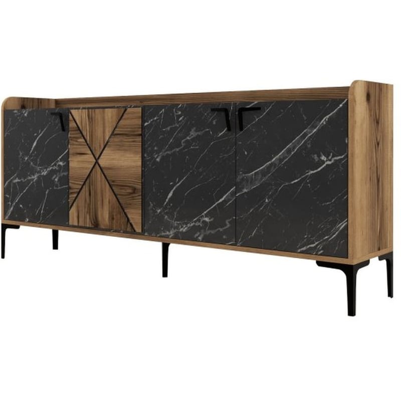 24MALL Μπουφές 24Mall Agora από Μοριοσανίδα/Μέταλλο 180x35x78 cm - Μαύρος/Καρυδί