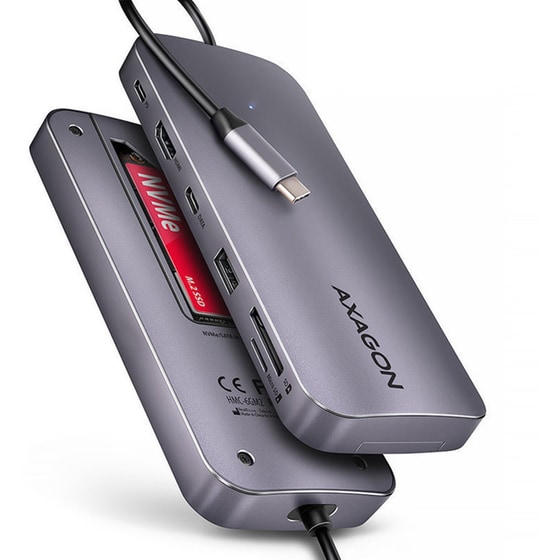 USB Hub Axagon HMC-6GM2 USB-C με  6 θύρες - Γκρι image 0
