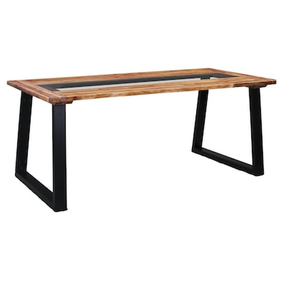Vidaxl Τραπεζαρία 180 X 90 X 75 Εκ. Από Μασίφ Ξύλο Ακακίας Και Γυαλί image 1
