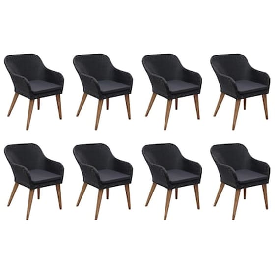 Vidaxl Σετ Τραπεζαρίας Κήπου 9 Τεμ. Μαύρο Από Συνθετικό Ρατάν image 2