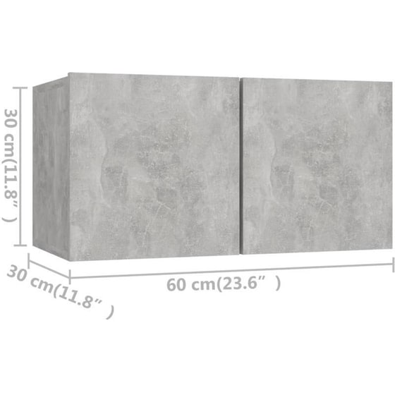 Έπιπλα Τηλεόρασης VidaXL Μοριοσανίδα 2 Τμχ 80x30x30cm - Γκρι image 6