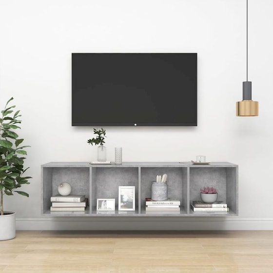 Έπιπλο Τηλεόρασης Vidaxl από Μοριοσανίδα  37x37x142,5cm - Γκρι image 2