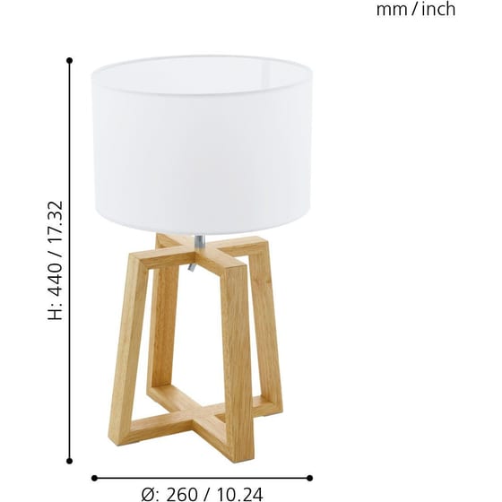 Επιτραπέζιο Φωτιστικό Eglo Chietino 1 Ε27 - Λευκό/ Καφέ image 1