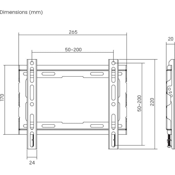 Βάση Τηλεόρασης Επιτοίχια Sbox PLB-2222F-2 Σταθερή 23" - 43" έως 45 kg image 5