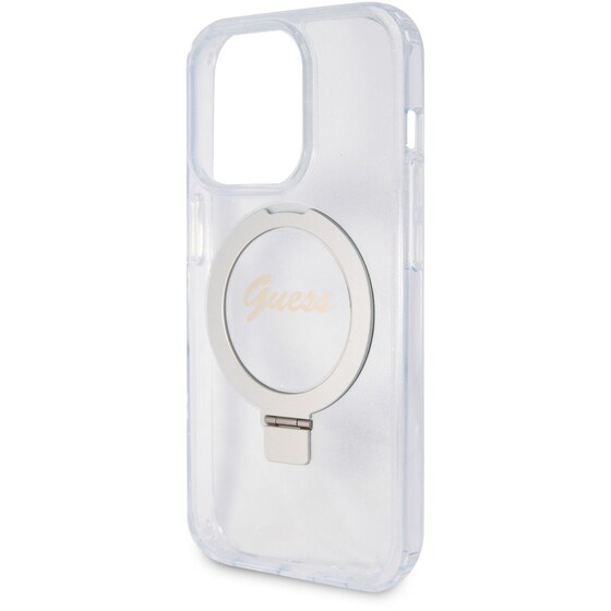 Θήκη Apple iPhone 15 Pro - Guess Magsafe Ring Stand Glitter Hard Case Script Logo - Διάφανο image 7