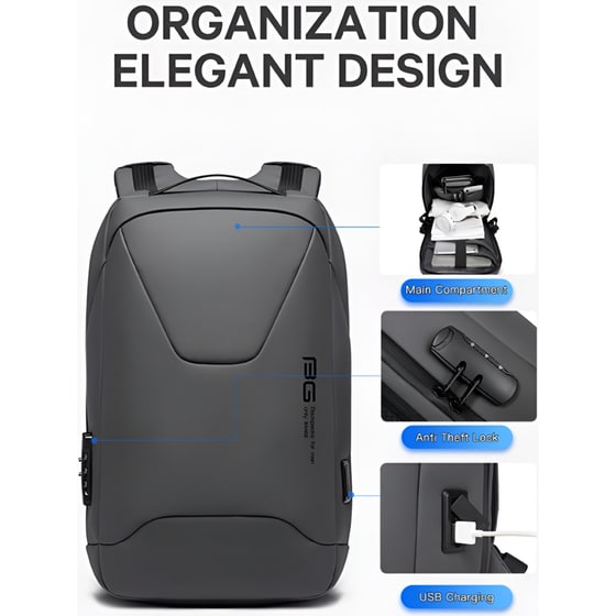 Τσάντα Laptop Bange 22188 15.6" Αδιάβροχη - Γκρι image 10