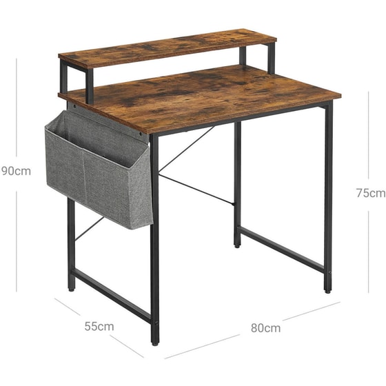 Γραφείο Μελέτης Vasagle από Μοριοσανίδα 80x55x90 cm - Καφέ image 6