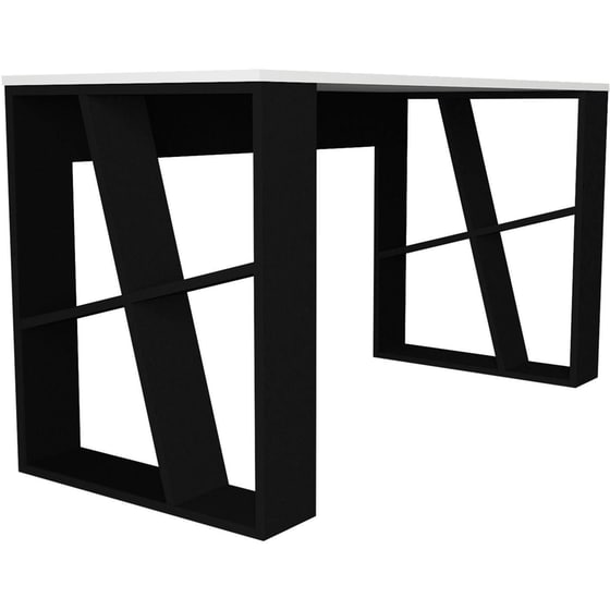 Γραφείο Μελέτης ArteLibre από Μελαμίνη 140x60cm - Μαύρο/Λευκό image 2