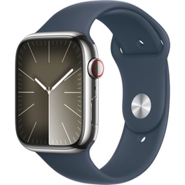 Apple Watch Series 9 Silver Stainless Steel GPS + Cellular 45mm - Storm Blue Sport M/L