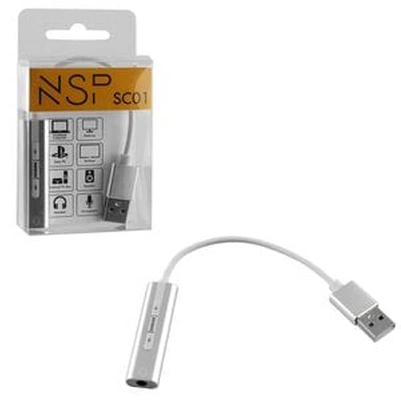 NSP Nsp Sound Card Sc01 Usb To Jack 3.5mm Female For Mac/ps4 Silver