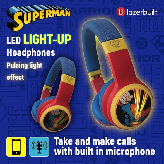 Ακουστικά Κεφαλής για Παιδιά Lazerbuilt Superman Logo Light-Up - Multicolor image 1