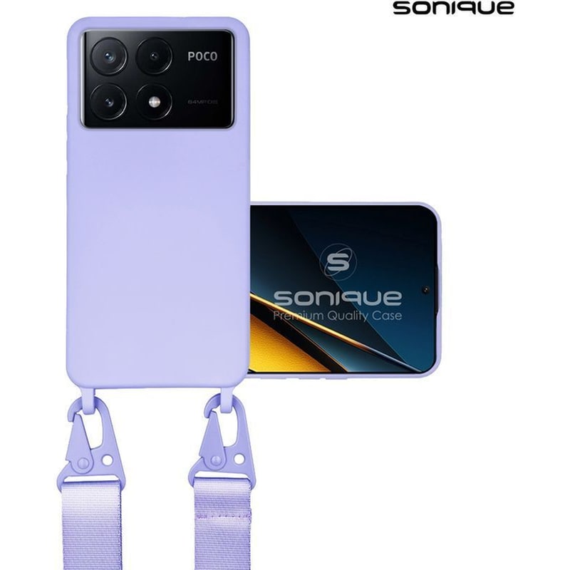 Θήκη Σιλικόνης Με Strap Carryhang Sonique Xiaomi Poco X6 Pro 5g Λιλά