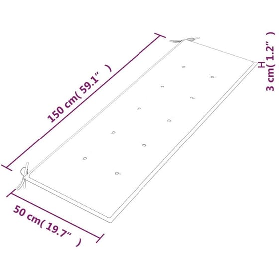 Παγκάκι Κήπου VidaXL Batavia με Μαξιλάρι από Μασίφ Ξύλο Teak 150x51.5x84 cm - Καφέ/Κόκκινο image 7