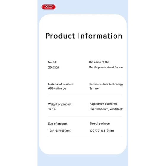 Βάση Στήριξης Αυτοκινήτου XO C121 - Black image 3