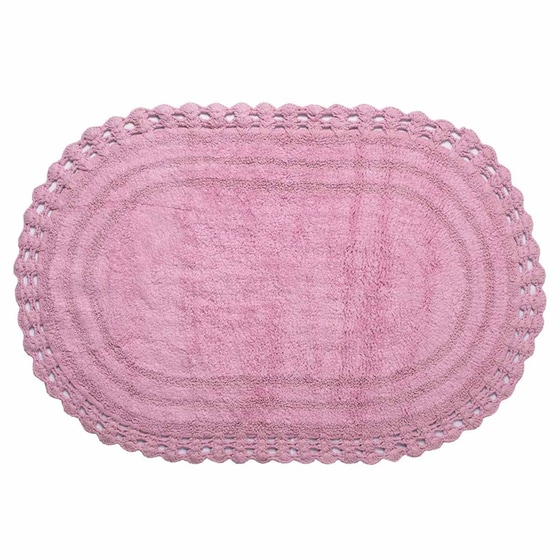 Πατάκι Μπάνιου Silk Fashion Οβάλ Βαμβακερό 60x100 cm - Ροζ image 0