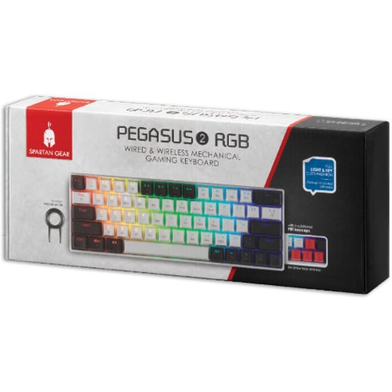 Spartangear Pegasus 2 Ασύρματο Gaming Πληκτρολόγιο Λευκό/Γκρι (US) image 1