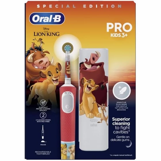 Ηλεκτρική Οδοντόβουρτσα Oral-B Pro Kids Lion King για Παιδιά 3+ Κόκκινη image 1