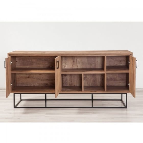 Μπουφές 24Mall Destra Atlantic Pineαπό Μοριοσανίδα/Μέταλλο 180x40x80 cm - Μαύρος/Καφέ image 3