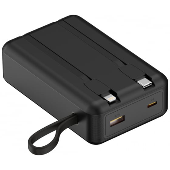 Powerbank Crystal Audio 20.000 mAh + Καλώδιο - Μαύρο image 1