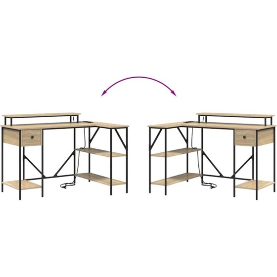 Γραφείο VidaXL από Επεξεργασμένο Ξύλο 120x79x86,5 cm - Sonoma Δρυς image 10