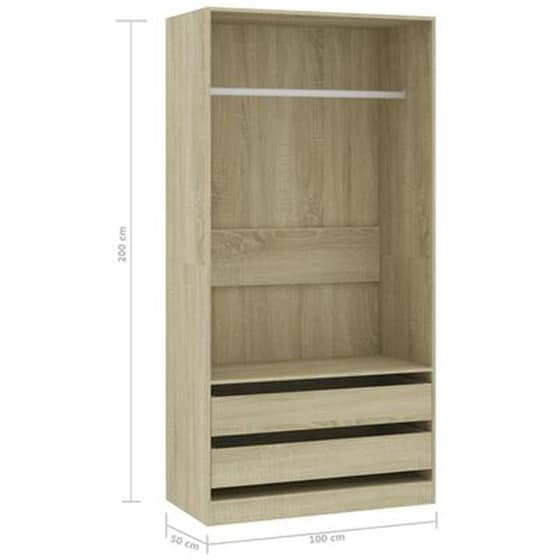 Μονόφυλλη Ντουλάπα Vidaxl από Μοριοσανίδα 100x50x200cm - Sonoma image 4