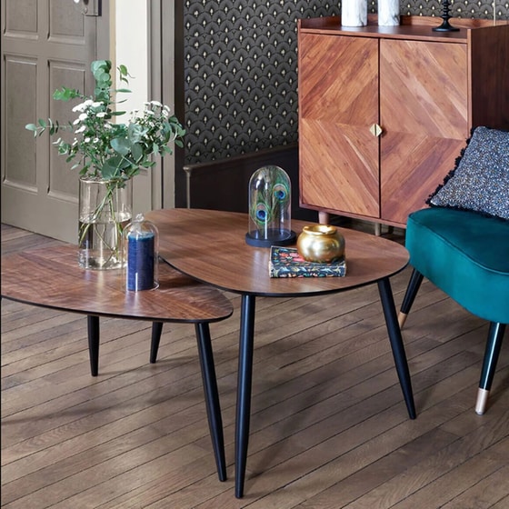 Σετ Τραπεζάκια Σαλονιού Spitishop A-s Mileo από Ξύλο Walnut 166640 2 Τμχ - Καφέ image 2