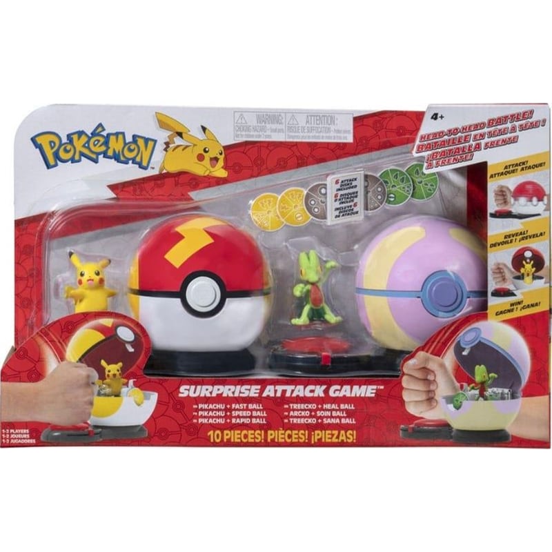 JAZWARES Φιγούρες Jazwares Pokemon Suprise Attack - Pikachu With Fast Ball Vs Treecko With Heal Ball