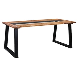 Vidaxl Τραπεζαρία 180 X 90 X 75 Εκ. Από Μασίφ Ξύλο Ακακίας Και Γυαλί