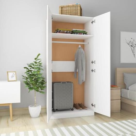 Δίφυλλη Ντουλάπα Vidaxl Από Μοριοσανίδα 90x52x200cm - Λευκό image 1